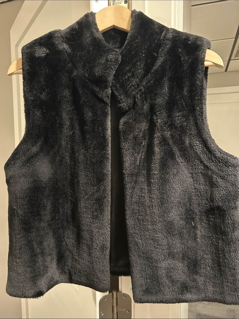 Talbots Black Faux Fur Sleeveless Vest